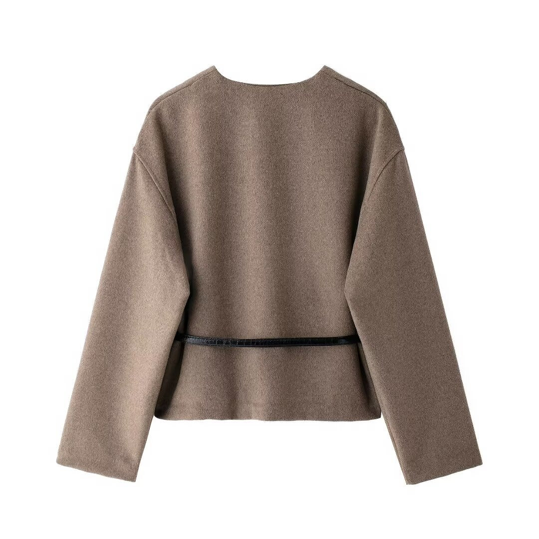 Women's Classic Belted Polyester Coat