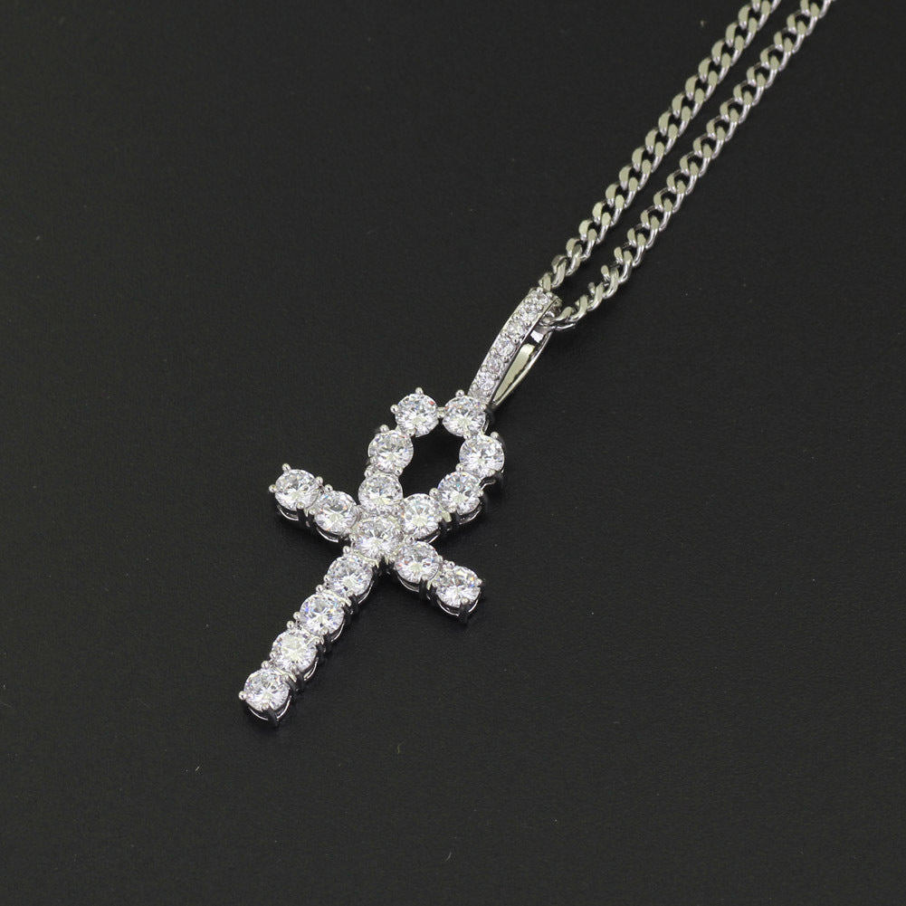 Men's zirconium cross pendant necklace