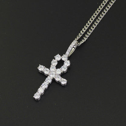 Men's zirconium cross pendant necklace