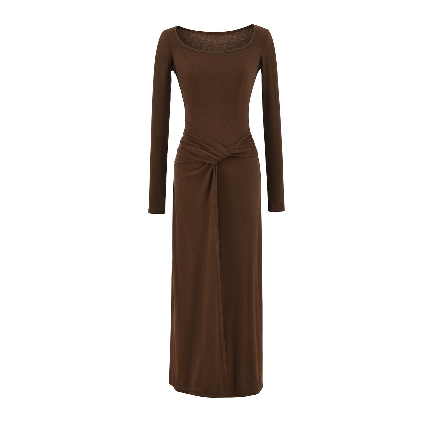 French Square Neck Twisted Waist Long Dress
