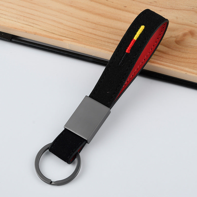 Embroidered Suede Keychain with Carabiner Clip