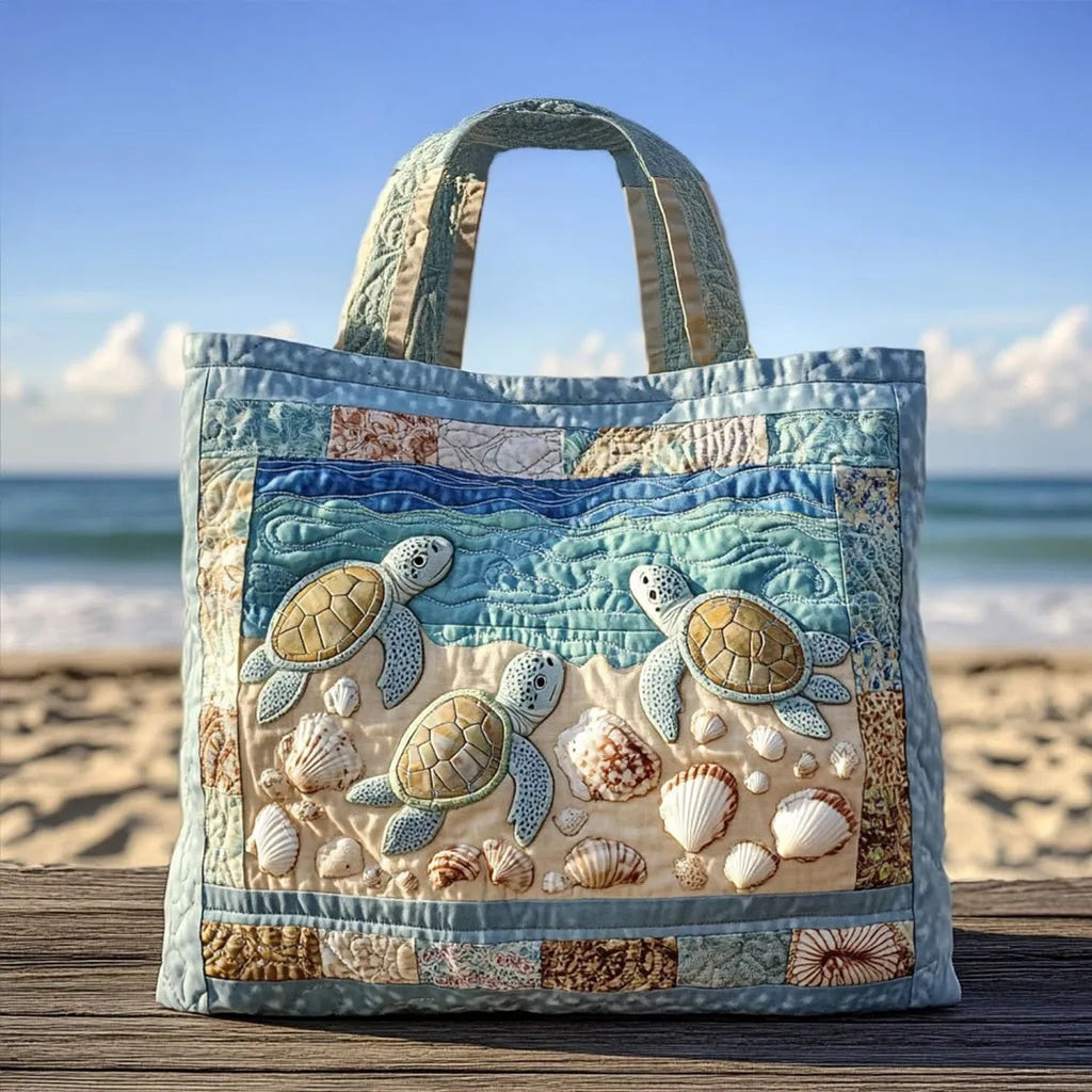 Handmade Embroidered Quilted Tote Bag with Jungle Animal and Book Patterns