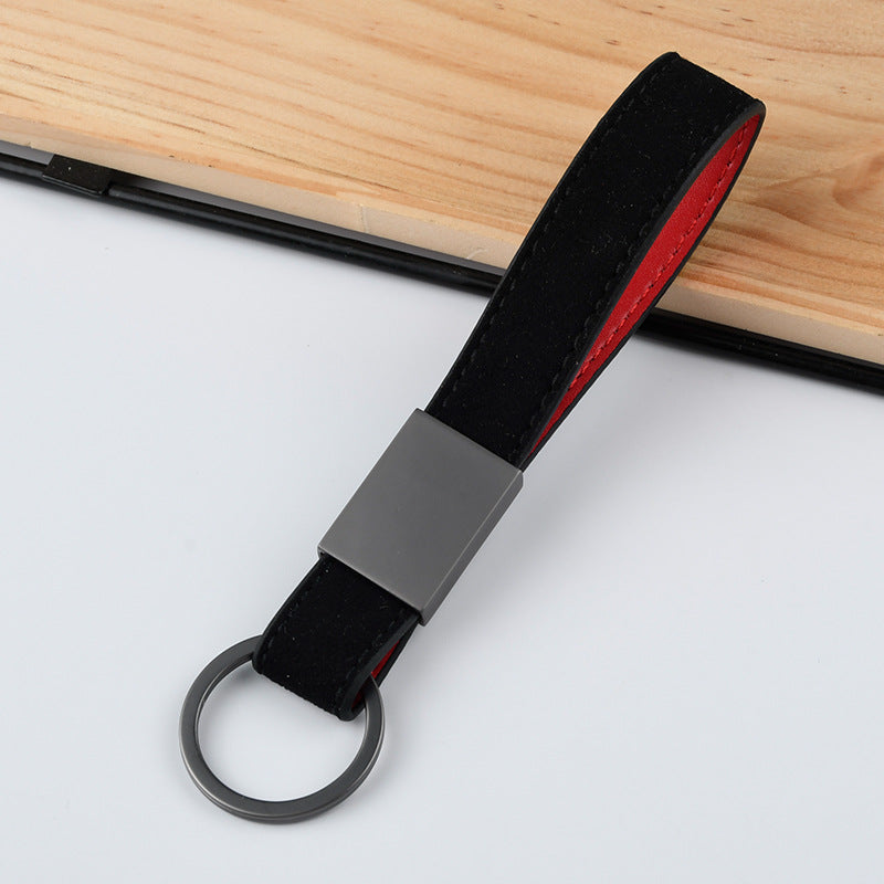 Embroidered Suede Keychain with Carabiner Clip