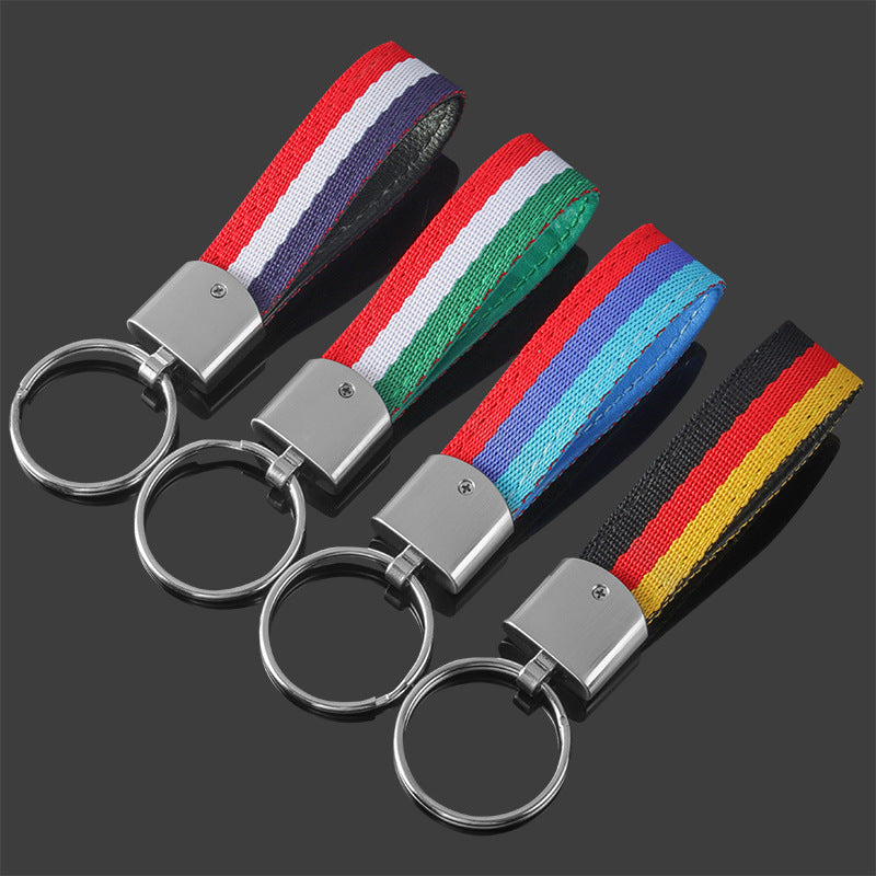 Nylon Braided Metal Keychain