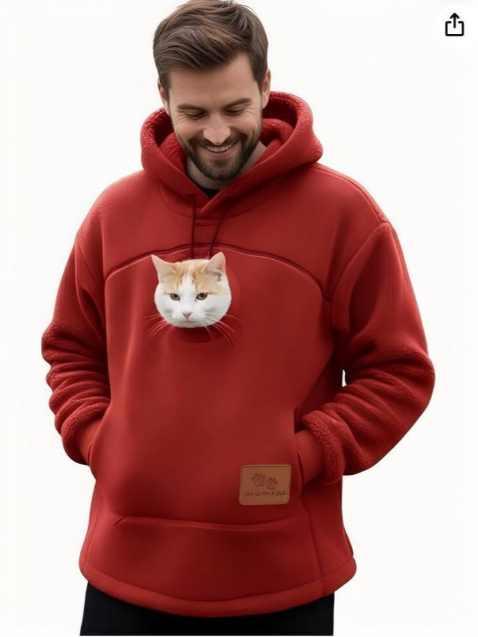 Fleece Lined Hooded Sweatshirt Unisex Loose Fit