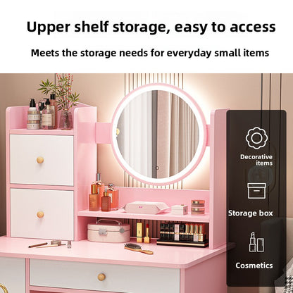 Modern Minimalist Dressing Table with Storage and LED Mirror
