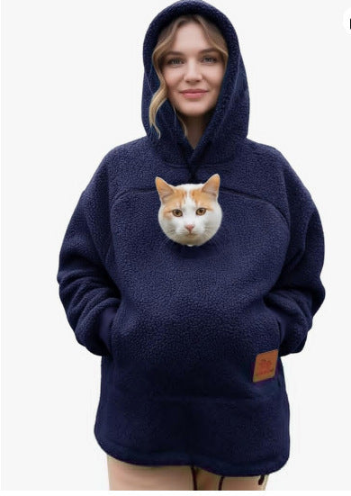 Fleece Lined Hooded Sweatshirt Unisex Loose Fit