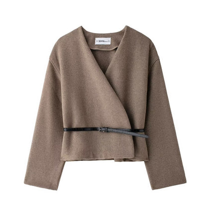Women's Classic Belted Polyester Coat