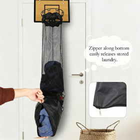 Wall Mounted Basketball Hoop Frame Wooden Laundry Basket