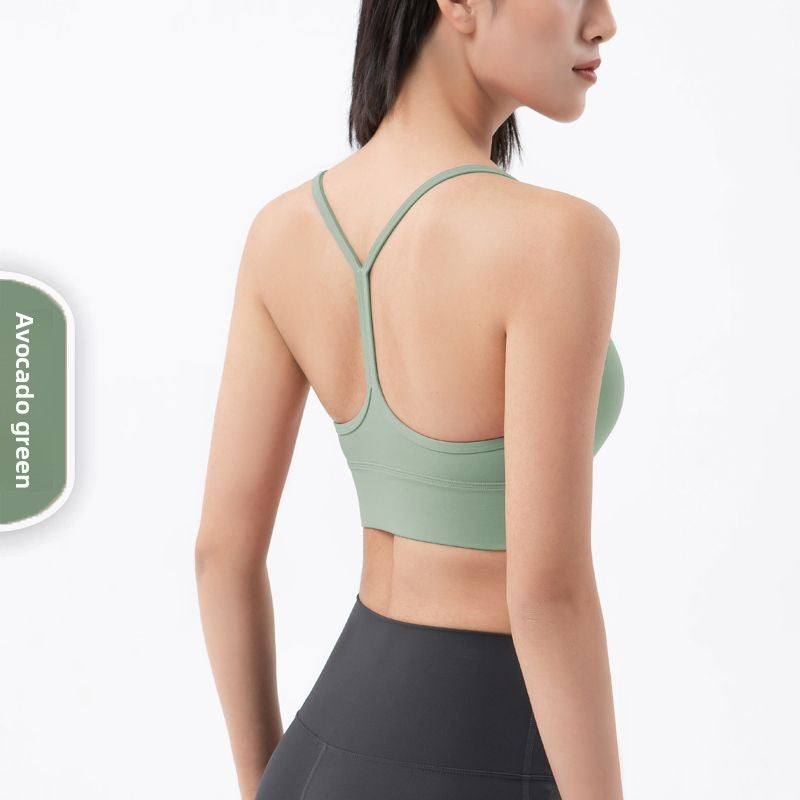 Y-shaped sheer sports bra