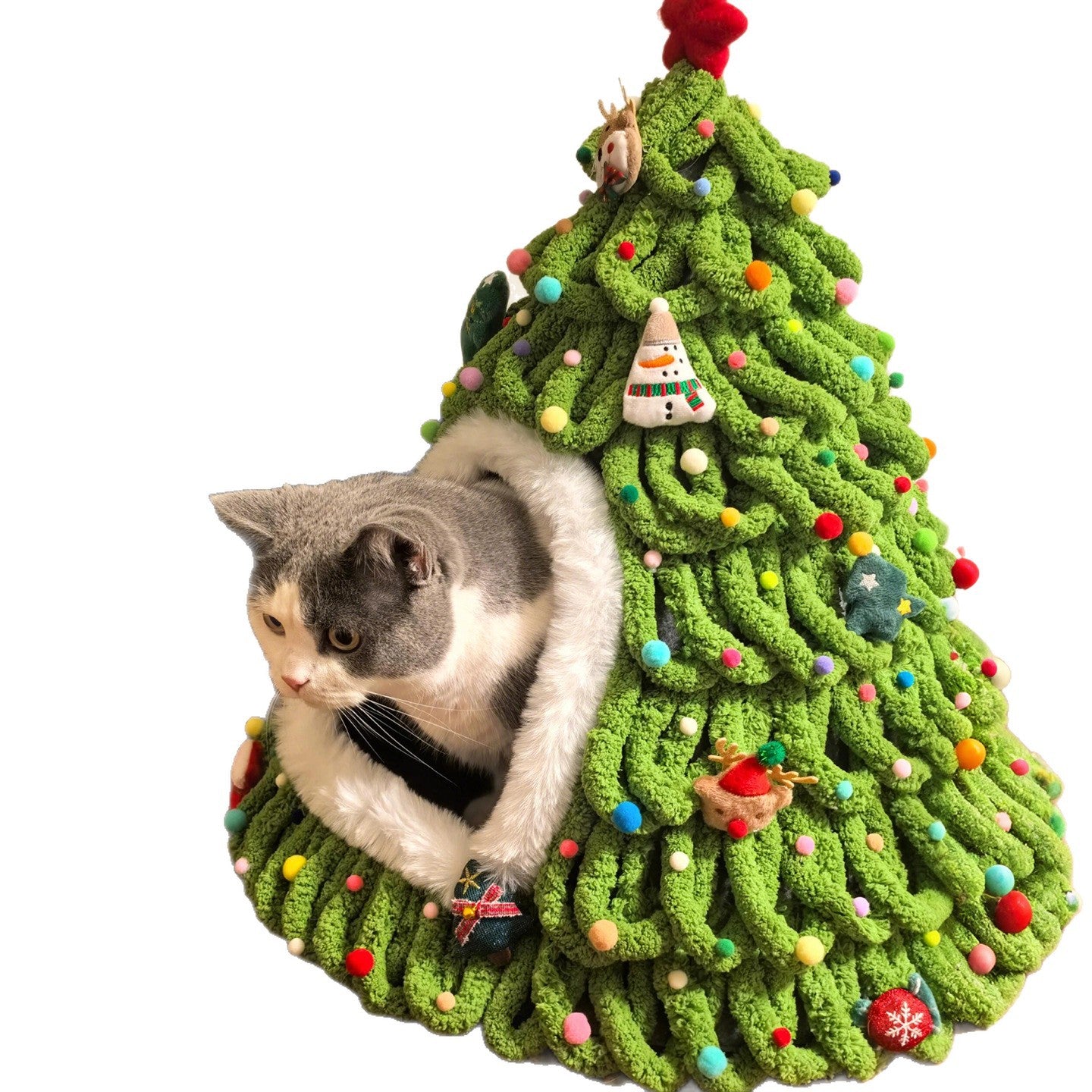 Hand-Woven Christmas Tree Pet Nest