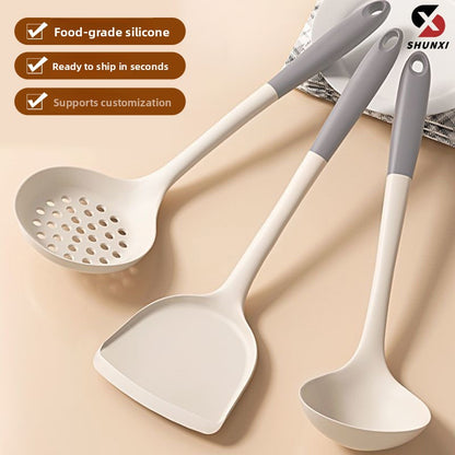 Household Food-Grade Gray-White Two-Color Silicone Spatula and Soup Spoon