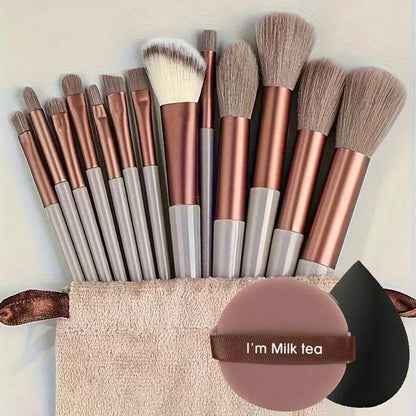 13-Piece Makeup Brush Set with Powder Puff and Sponge