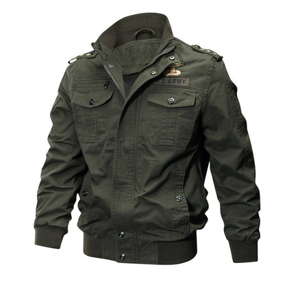 Autumn and Spring New Air Force One Pilot Jacket Men's Thin Washed Embroidered Workwear Denim Jacket Men