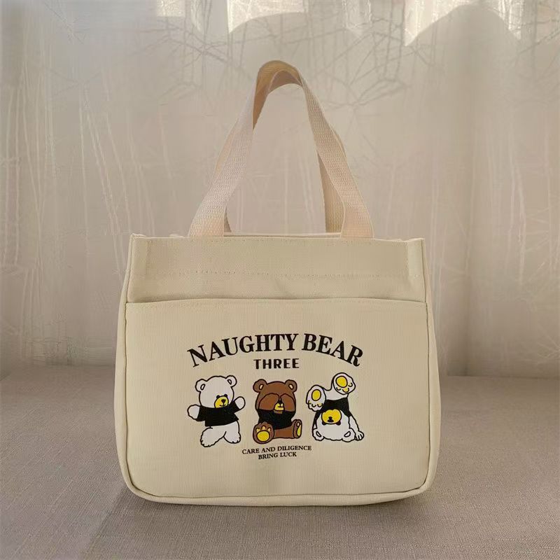 Cute Canvas Lunch Bag with Bear Design