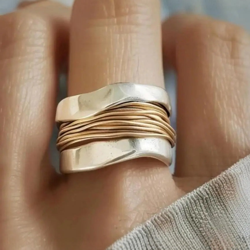 Two-Tone Minimalist Wide Band Ring