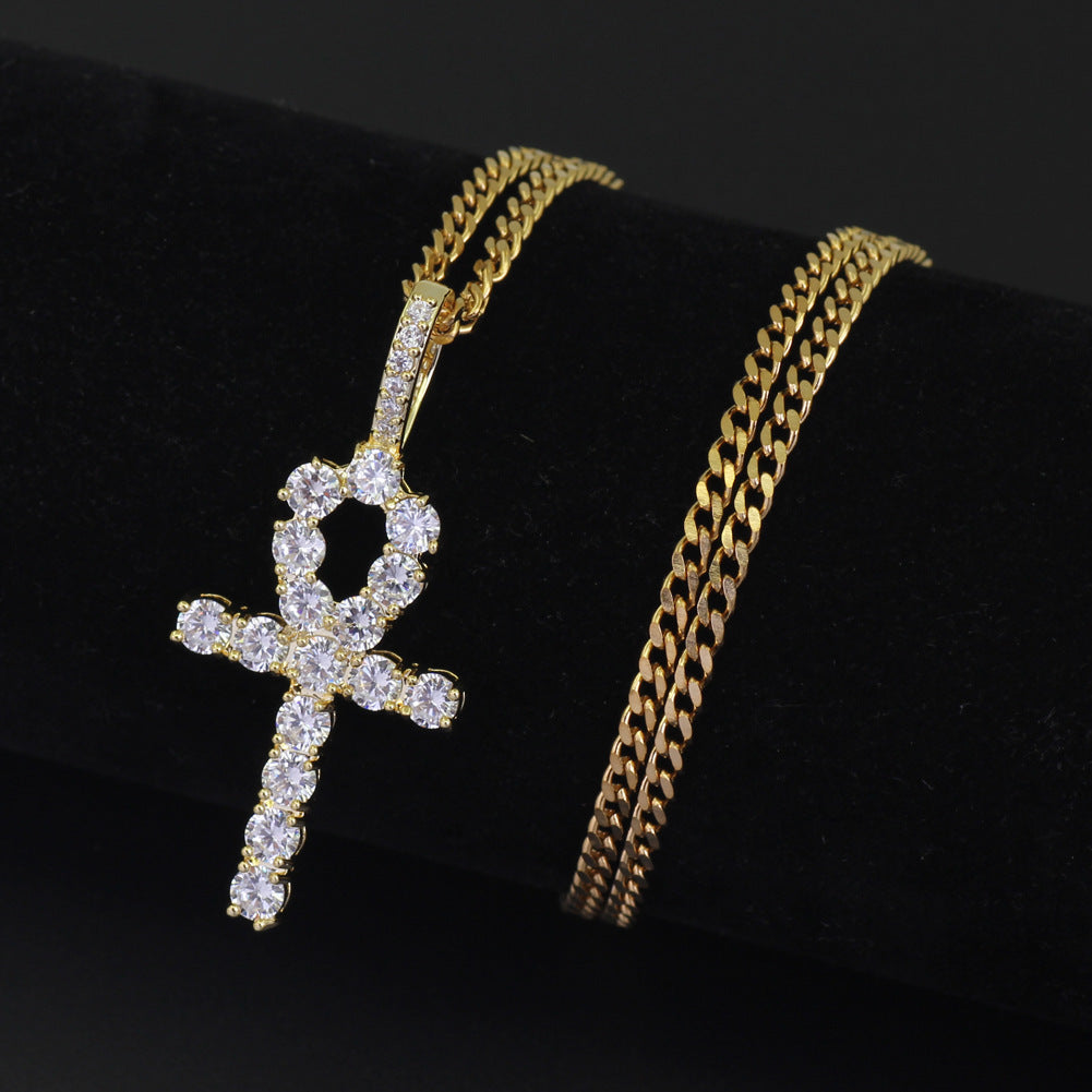 Men's zirconium cross pendant necklace