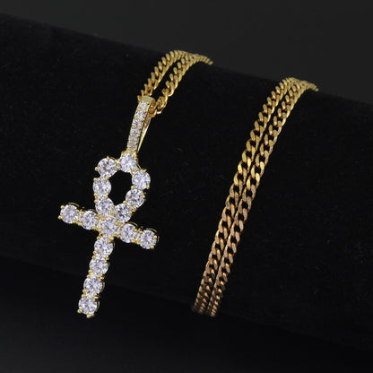 Men's zirconium cross pendant necklace