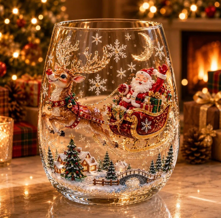 Christmas glass art cups glass cups egg cups