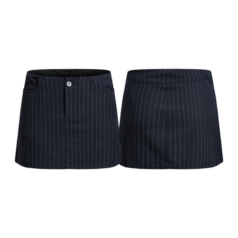High Waist Double Slip Pocket Slim-fit Slim-fit Short A- line Skirt