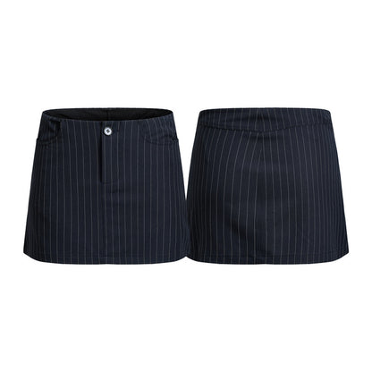 High Waist Double Slip Pocket Slim-fit Slim-fit Short A- line Skirt