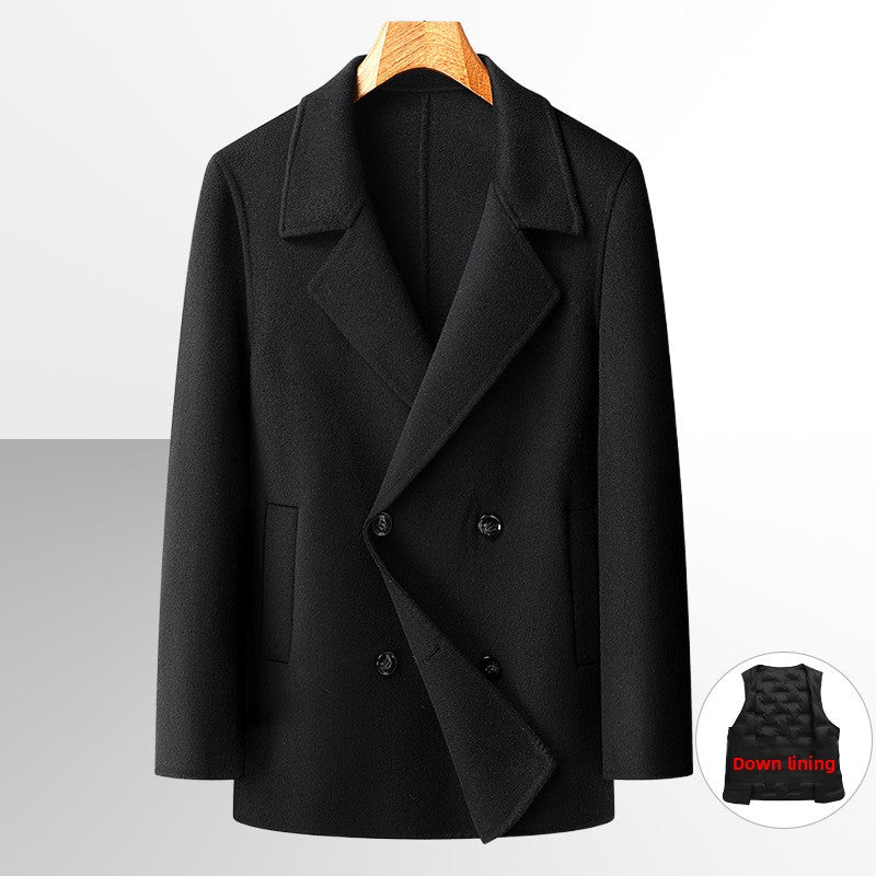 Mens Reversible Wool Overcoat with Removable Liner