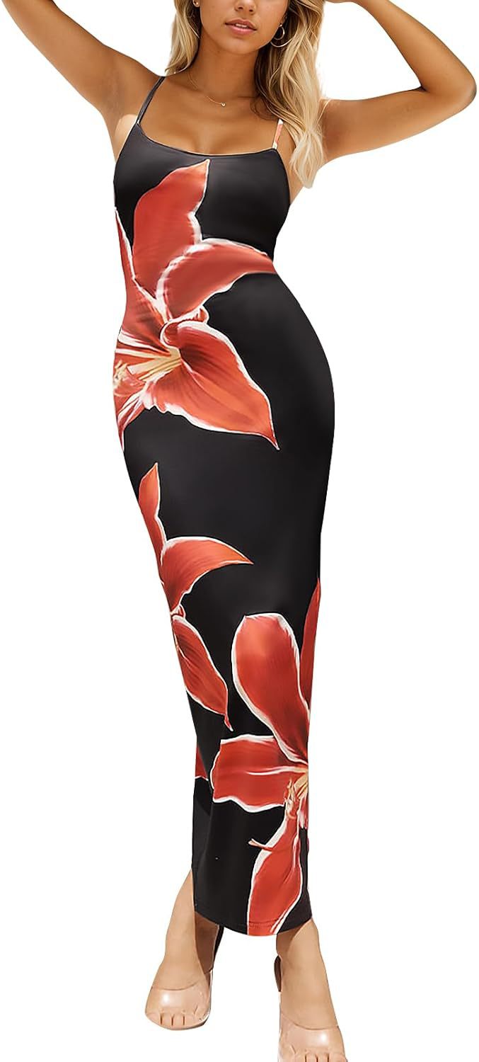 Elegant Floral Print Sling Dress