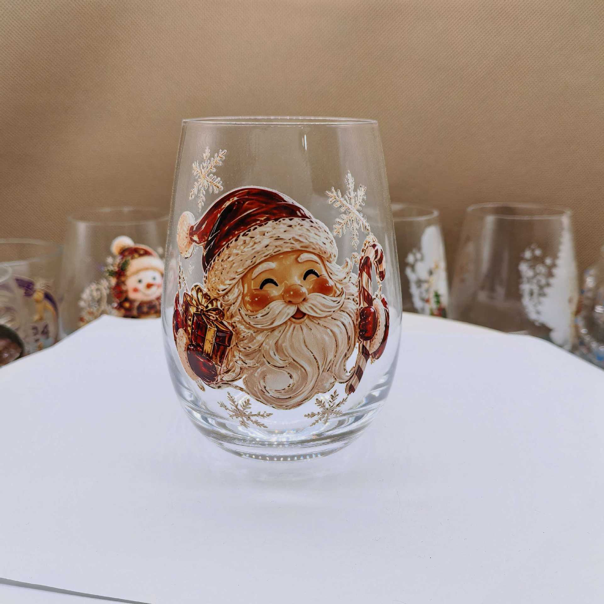 Christmas glass art cups glass cups egg cups