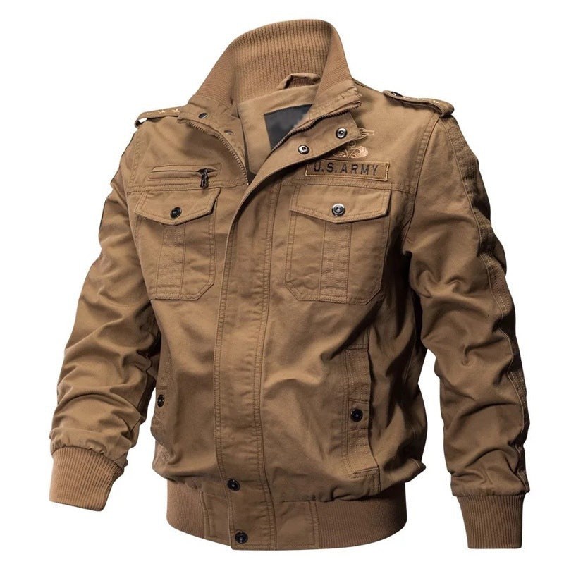 Autumn and Spring New Air Force One Pilot Jacket Men's Thin Washed Embroidered Workwear Denim Jacket Men